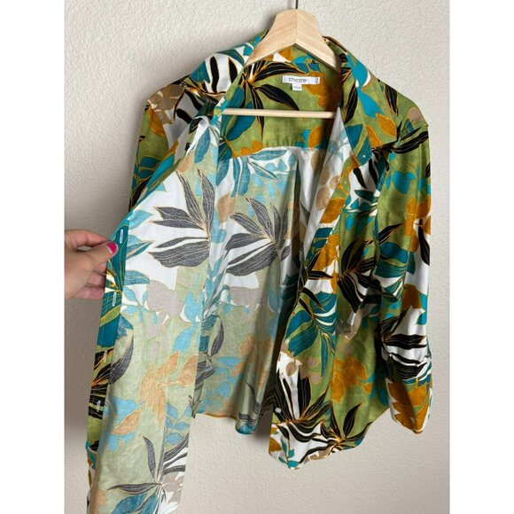 Chico's Women's Button down shirt Stretch Palms 3/4 sleeves colorful Size 18 - Picture 4 of 13